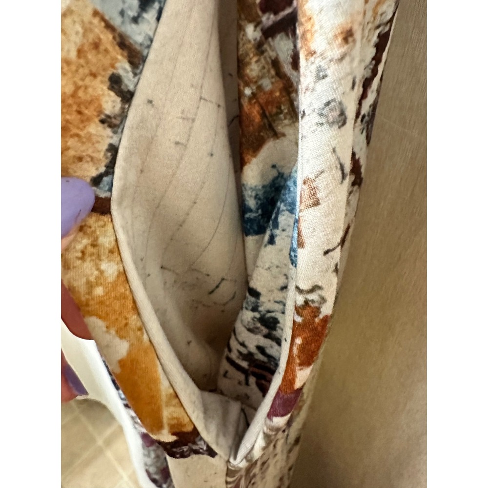 Boho Abstract Print Harem Jumpsuit Sleeveless Drop Crotch Pockets Multi-Color - Picture 5 of 10